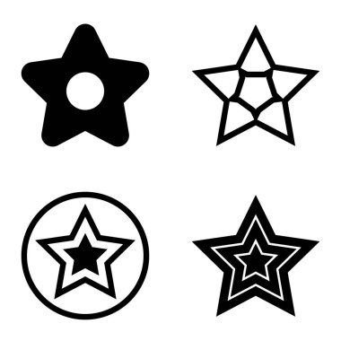 Yıldız Düz Simgesi Seti Beyaz Arkaplanda Ayrı Tutuldu
