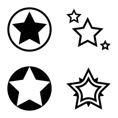 Yıldız Düz Simgesi Seti Beyaz Arkaplanda Ayrı Tutuldu