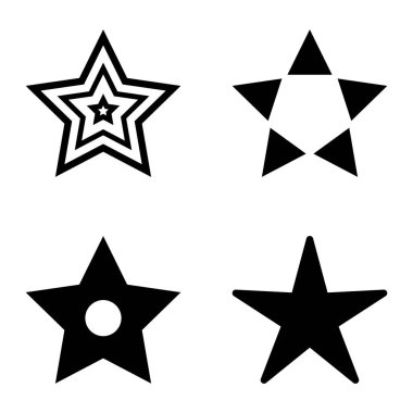 Yıldız Düz Simgesi Seti Beyaz Arkaplanda Ayrı Tutuldu