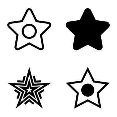 Yıldız Düz Simgesi Seti Beyaz Arkaplanda Ayrı Tutuldu