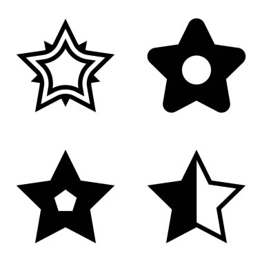 Yıldız Düz Simgesi Seti Beyaz Arkaplanda Ayrı Tutuldu