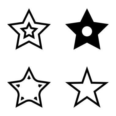 Yıldız Düz Simgesi Seti Beyaz Arkaplanda Ayrı Tutuldu