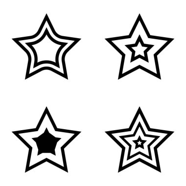 Yıldız Düz Simgesi Seti Beyaz Arkaplanda Ayrı Tutuldu