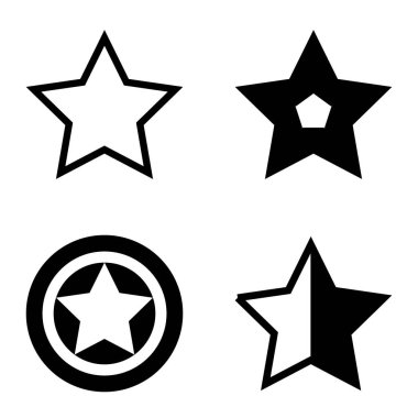 Yıldız Düz Simgesi Seti Beyaz Arkaplanda Ayrı Tutuldu