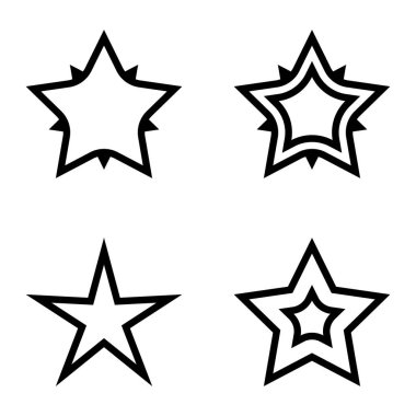 Yıldız Düz Simgesi Seti Beyaz Arkaplanda Ayrı Tutuldu