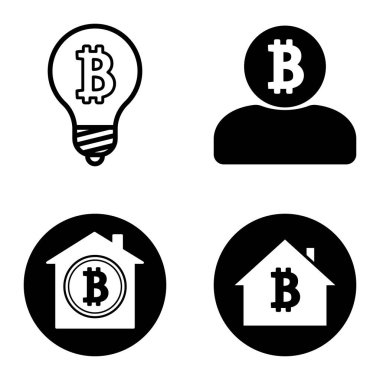 Bitcoins1-2 Düz Simge Seti Beyaz Arkaplanda İzole Edildi