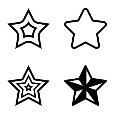 Yıldız Düz Simgesi Seti Beyaz Arkaplanda Ayrı Tutuldu