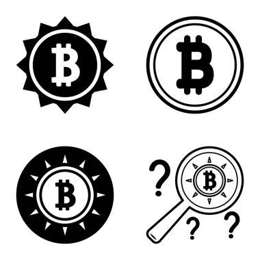 Bitcoins1-2 Düz Simge Seti Beyaz Arkaplanda İzole Edildi