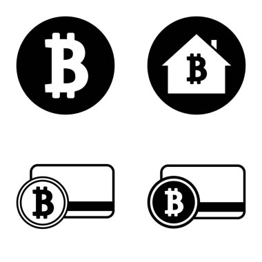 Bitcoins1-2 Düz Simge Seti Beyaz Arkaplanda İzole Edildi