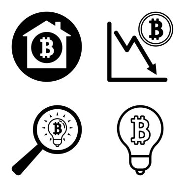 Bitcoins1-2 Düz Simge Seti Beyaz Arkaplanda İzole Edildi