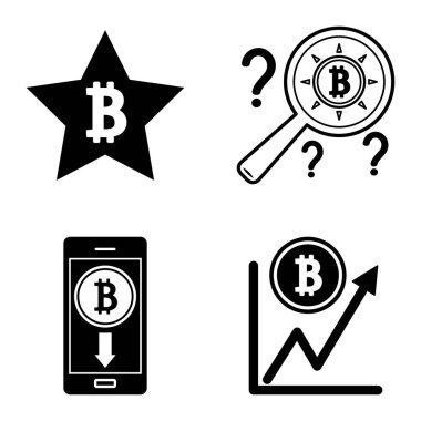 Bitcoins1-2 Düz Simge Seti Beyaz Arkaplanda İzole Edildi