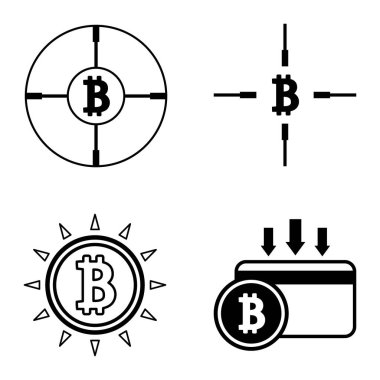Bitcoins1-2 Düz Simge Seti Beyaz Arkaplanda İzole Edildi
