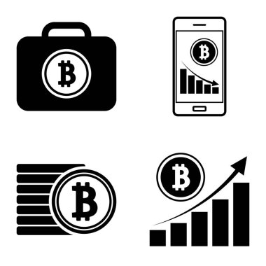 Bitcoins1-2 Düz Simge Seti Beyaz Arkaplanda İzole Edildi