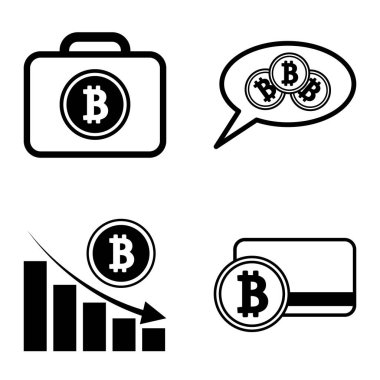 Bitcoins1-2 Düz Simge Seti Beyaz Arkaplanda İzole Edildi