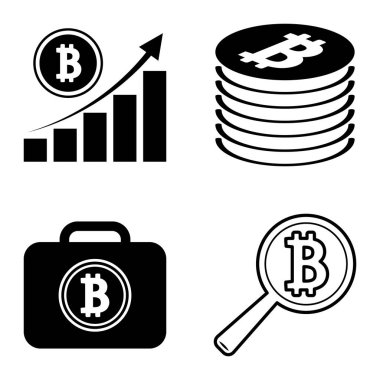 Bitcoins1-2 Düz Simge Seti Beyaz Arkaplanda İzole Edildi