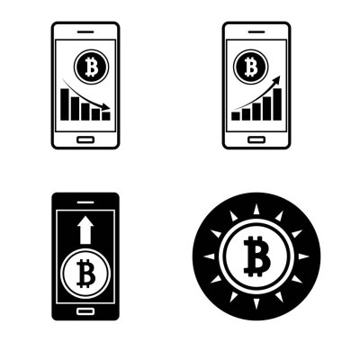 Bitcoins1-2 Düz Simge Seti Beyaz Arkaplanda İzole Edildi