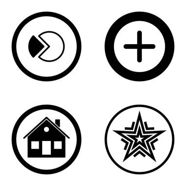 Daireler 1-2 Düz Simge Seti Beyaz Arkaplanda İzole Edildi