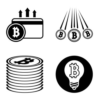 Bitcoins1-2 Düz Simge Seti Beyaz Arkaplanda İzole Edildi