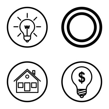 Daireler 1-2 Düz Simge Seti Beyaz Arkaplanda İzole Edildi