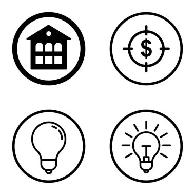 Daireler 1-2 Düz Simge Seti Beyaz Arkaplanda İzole Edildi