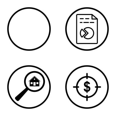 Daireler 1-2 Düz Simge Seti Beyaz Arkaplanda İzole Edildi