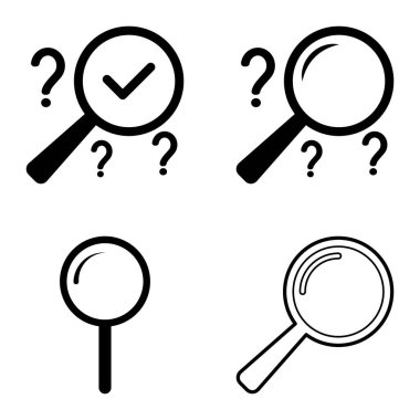 Büyüteçler Düz Simge Seti Beyaz Arkaplanda İzole Edildi