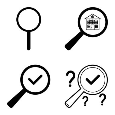 Büyüteçler Düz Simge Seti Beyaz Arkaplanda İzole Edildi