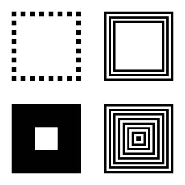 Kare Düz Simge Seti Beyaz Arkaplanda İzole Edildi