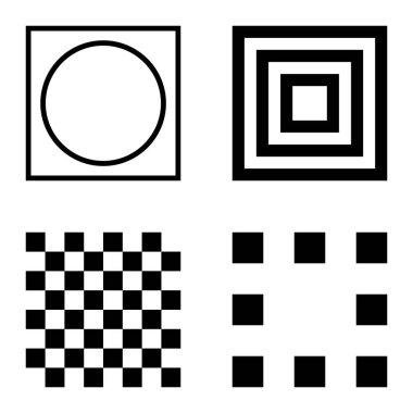 Kare Düz Simge Seti Beyaz Arkaplanda İzole Edildi