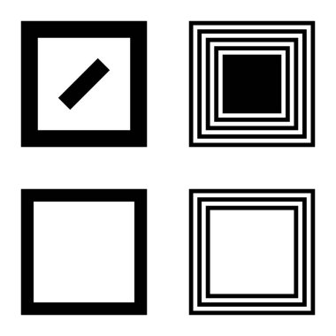 Kare Düz Simge Seti Beyaz Arkaplanda İzole Edildi