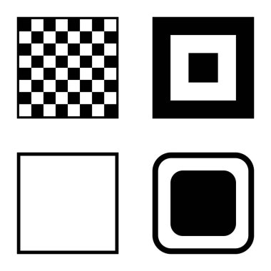 Kare Düz Simge Seti Beyaz Arkaplanda İzole Edildi