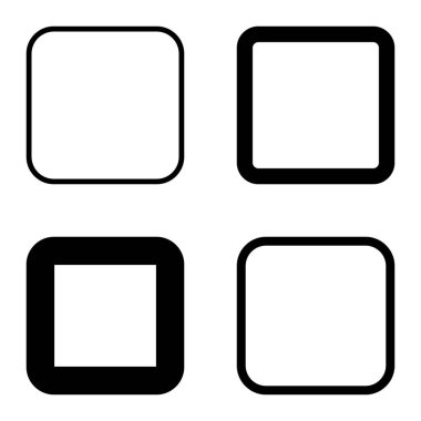 Kare Düz Simge Seti Beyaz Arkaplanda İzole Edildi