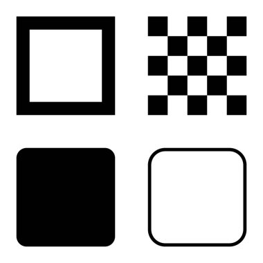 Kare Düz Simge Seti Beyaz Arkaplanda İzole Edildi