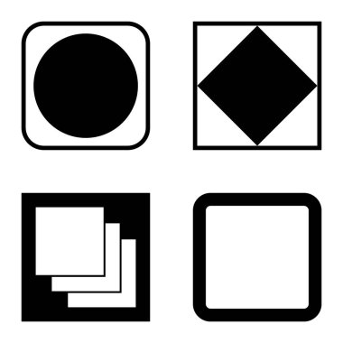 Kare Düz Simge Seti Beyaz Arkaplanda İzole Edildi