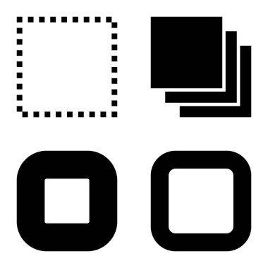 Kare Düz Simge Seti Beyaz Arkaplanda İzole Edildi