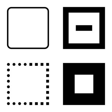 Kare Düz Simge Seti Beyaz Arkaplanda İzole Edildi