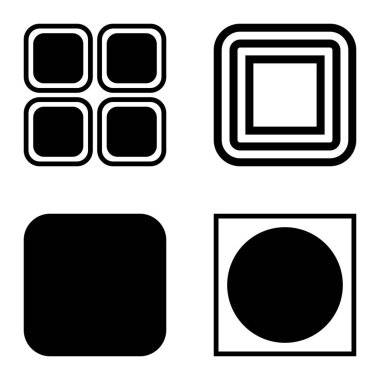 Kare Düz Simge Seti Beyaz Arkaplanda İzole Edildi