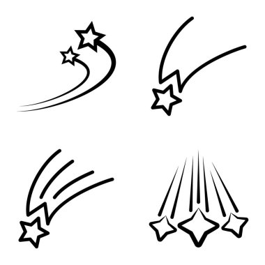 Yıldız Şelalesi Düz Simge Seti Beyaz Arkaplanda İzole Edildi