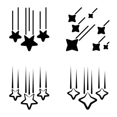 Yıldız Şelalesi Düz Simge Seti Beyaz Arkaplanda İzole Edildi