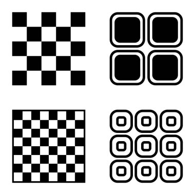 Kare Düz Simge Seti Beyaz Arkaplanda İzole Edildi