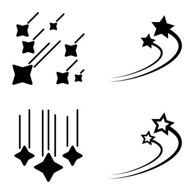 Yıldız Şelalesi Düz Simge Seti Beyaz Arkaplanda İzole Edildi