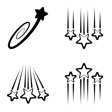 Yıldız Şelalesi Düz Simge Seti Beyaz Arkaplanda İzole Edildi