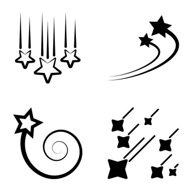 Yıldız Şelalesi Düz Simge Seti Beyaz Arkaplanda İzole Edildi