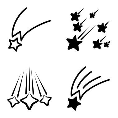 Yıldız Şelalesi Düz Simge Seti Beyaz Arkaplanda İzole Edildi