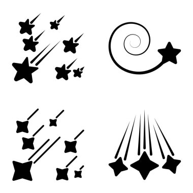 Yıldız Şelalesi Düz Simge Seti Beyaz Arkaplanda İzole Edildi