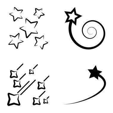 Yıldız Şelalesi Düz Simge Seti Beyaz Arkaplanda İzole Edildi