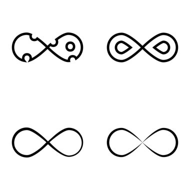 Sonsuz Düz Simge Seti Beyaz Arkaplanda İzole Edildi