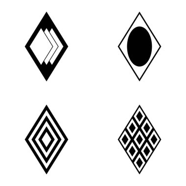 Rhombus Düz Simge Seti Beyaz Arkaplanda İzole Edildi