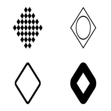 Rhombus Düz Simge Seti Beyaz Arkaplanda İzole Edildi