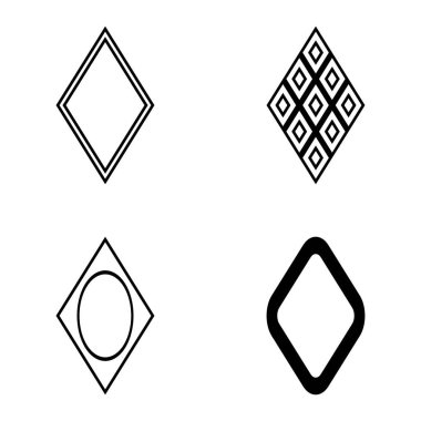 Rhombus Düz Simge Seti Beyaz Arkaplanda İzole Edildi
